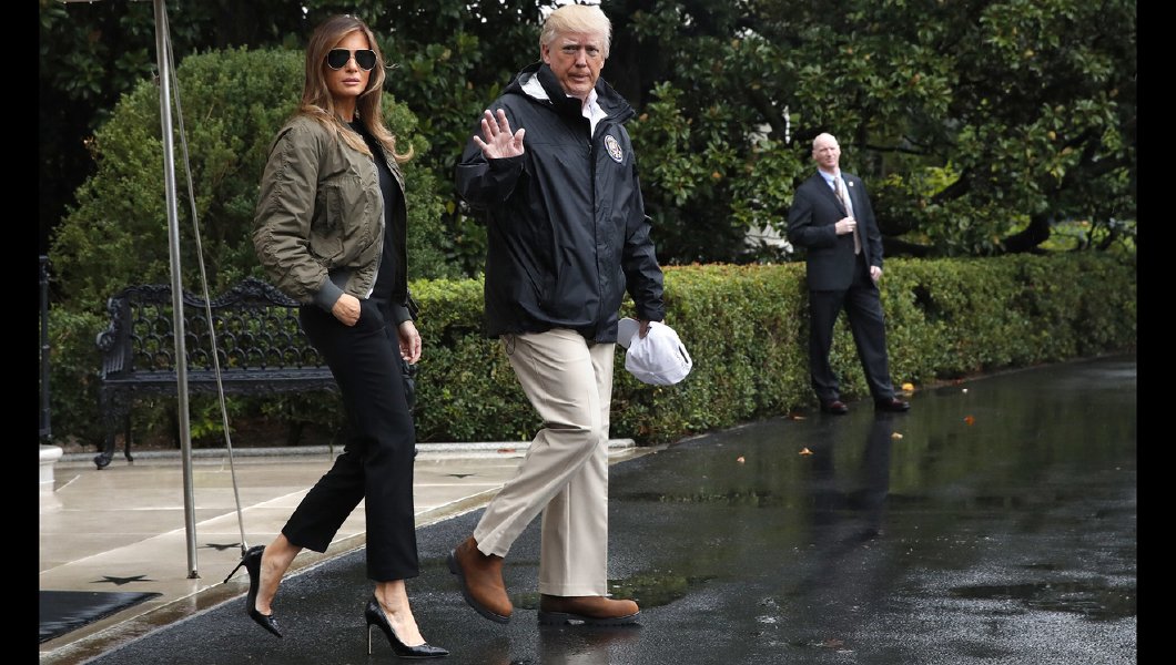 Trump slams media over ‘dishonest’ coverage of Melania’s high heels before flight to hurricane-ravaged Texas