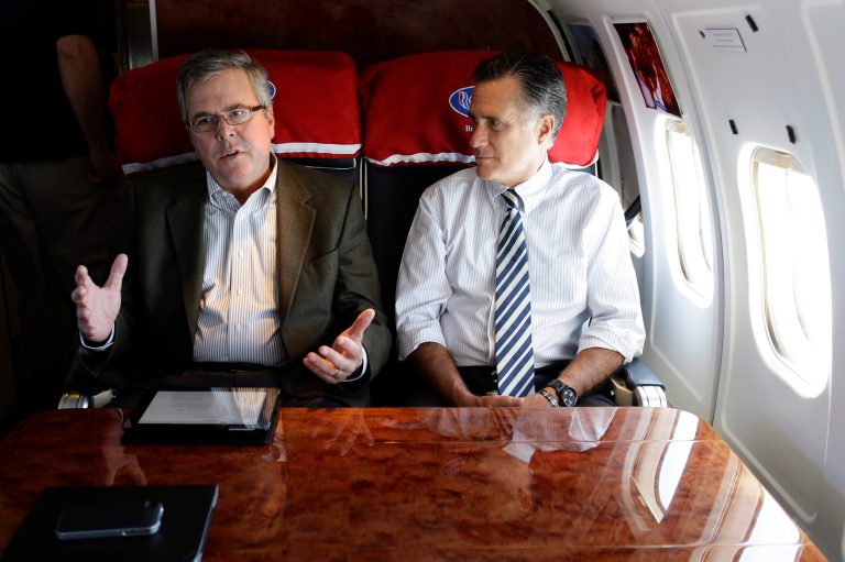 Jeb Bush and Mitt Romney will meet privately this week in Utah. (AP Photo/Charles Dharapak)