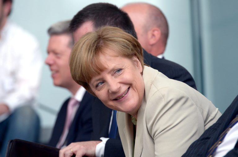 German Chancellor Angela Merkel smiles during the award ceremony of 