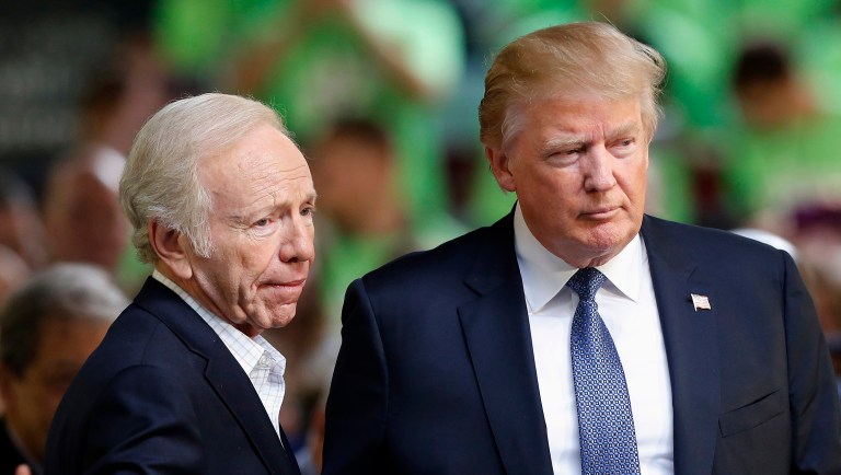 President Trump is considering former Connecticut Sen. Joe Lieberman for FBI director, the White House said Wednesday. (AP Photo/Jim Cole)