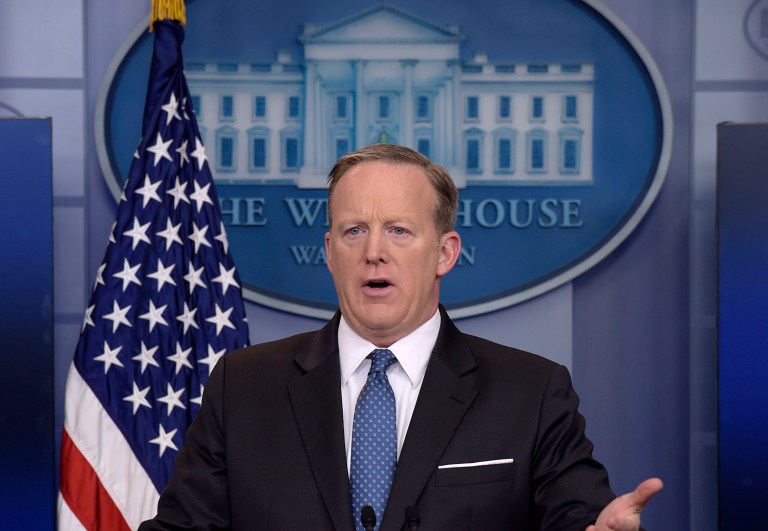 White House press secretary Sean Spicer speaks during the daily briefing at the White House in Washington, Monday, April 3, 2017. (AP Photo/Susan Walsh)