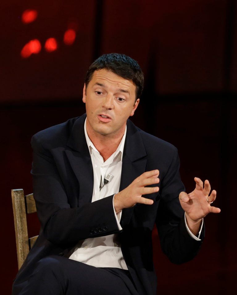 FILE - In this Nov. 26, 2012 file photo Mayor of Florence Matteo Renzi attends the Italian State RAI TV program 