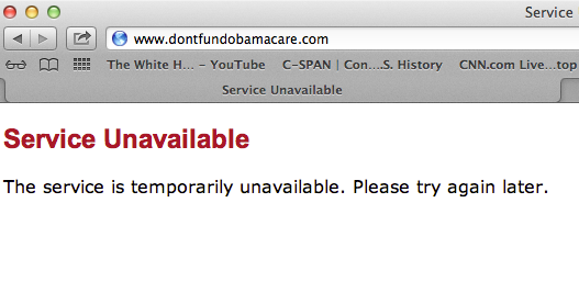 Rush Limbaugh listeners crash defund Obamacare website dontfundit.com
