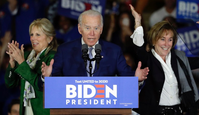 Democratic presidential candidate former Vice President Joe Biden speaks at a primary election night campaign rally Tuesday, March 3, 2020, in Los Angeles.