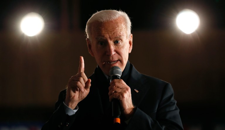 Democratic presidential candidate former Vice President Joe Biden speaks during a town hall meeting at the Jackson County Fairgrounds, Wednesday, Oct. 30, 2019, in Maquoketa, Iowa.