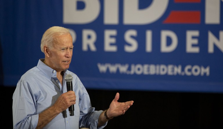 Former U.S. Vice President Joe Biden, 2020 Democratic presidential candidate, speaks during a campaign event at Clinton Community College in Clinton, Iowa, U.S., on Wednesday, June 12, 2019. 