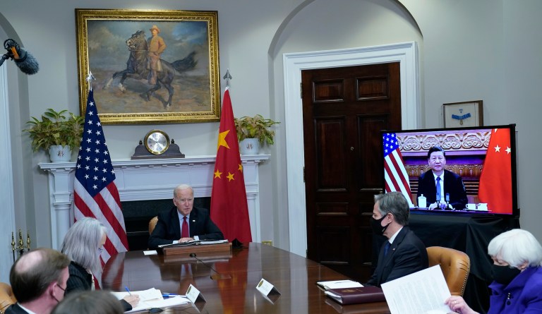 Claims from White House that infrastructure measure helps US compete with China draw skepticism