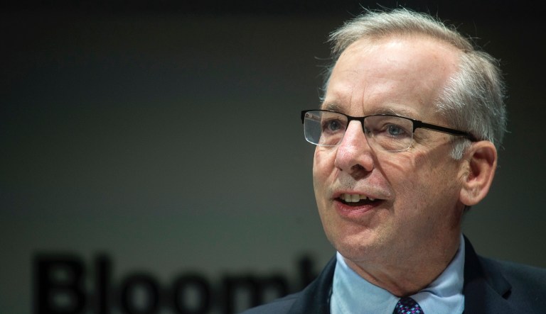 President of the Federal Reserve Bank of New York Bill Dudley speaks during the Bank of England Markets Forum 2018, at Bloomberg, in central London.