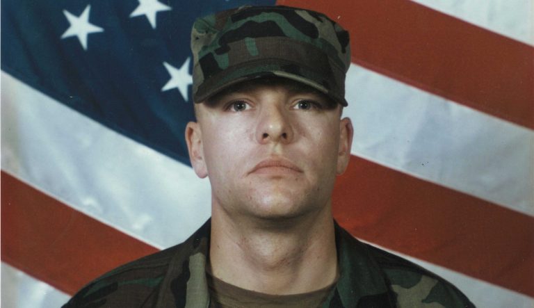 Then-Pvt. Travis Atkins graduates from basic infantry training at Fort Benning, Ga., 2001. 