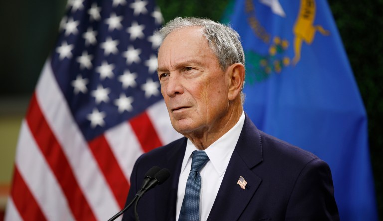 Former New York Mayor Michael Bloomberg speaks at a news conference at a gun control advocacy event, Tuesday, Feb. 26, 2019, in Las Vegas.
