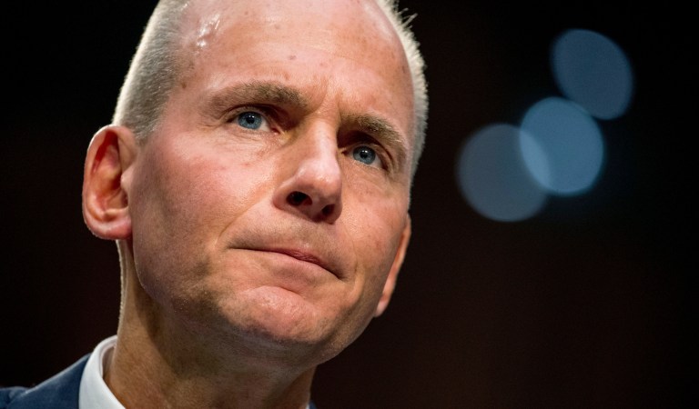 In this Oct. 29, 2019, file photo Boeing Company President and Chief Executive Officer Dennis Muilenburg appears before a Senate Committee on Commerce, Science, and Transportation hearing on 'Aviation Safety and the Future of Boeing's 737 MAX' on Capitol Hill in Washington. 