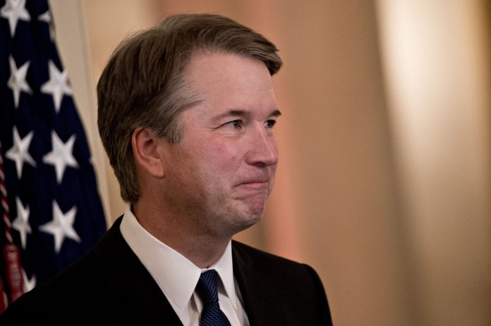 Brett Kavanaugh, appeals court judge, listens after being nominated as an associate justice of the U.S. Supreme Court by U.S. President Donald Trump.
