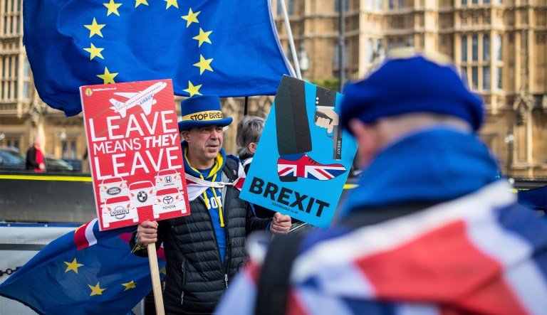 Theresa May, U.K. prime minister, arrives for a European Union leaders summit in Brussels, Belgium, on Thursday. May said she is weighing a plan that would extend a transition period, which is already due to keep the U.K. bound to EU rules for 21 months after Brexit day, for a âmatter of months.â