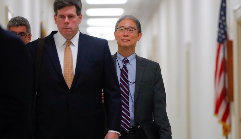 Justice Department official, Bruce G. Ohr, center, arrives for a closed hearing of the House Judiciary and House Oversight committees on Capitol Hill in Washington, Tuesday, Aug. 28, 2018. Ohr will be interviewed as part of an investigation into decisions made by the department in 2016.