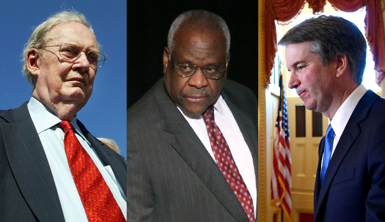 Robert Bork, Clarence Thomas, and Brett Kavanaugh are seen.