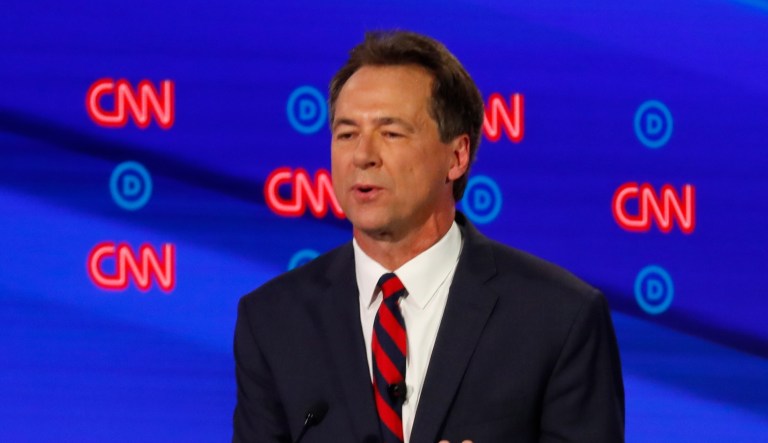 Montana Gov. Steve Bullock participates in the first of two Democratic presidential primary debates hosted by CNN Tuesday, July 30, 2019, at the Fox Theatre in Detroit.