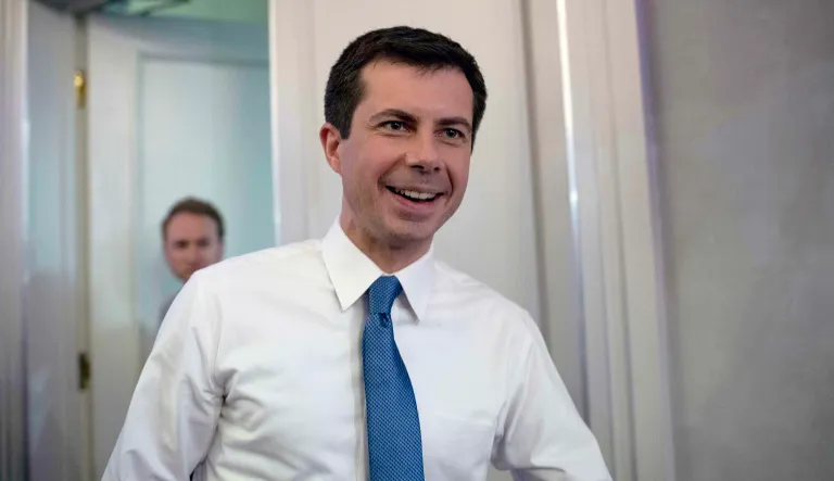 Democratic presidential candidate Mayor Pete Buttigieg arrives for a grassroots event on Friday, June 14, 2019, in Alexandria, Va.