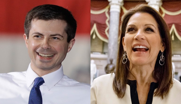 Pictured are Pete Buttigieg, left, and Michele Bachmann, right.