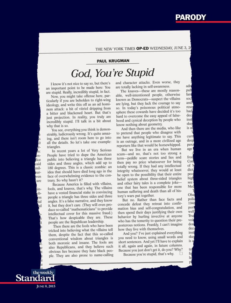 Paul Krugman Tells Us What He Really Thinks