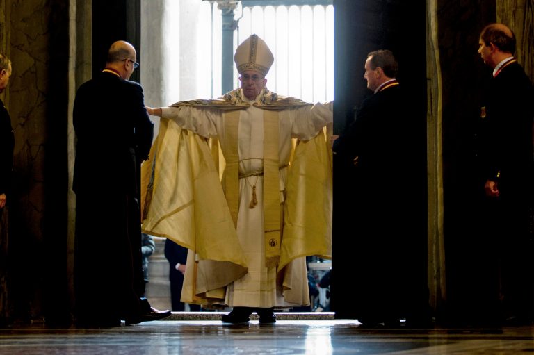 Pope Francis and Donald Trump have become entangled in a war of words. (AP Photo/Andrew Medichini)