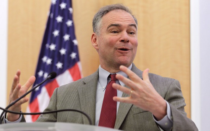 Tim Kaine's career is a symbol of how Virginia, the first Southern state to become reliably Republican at the presidential level and the only one to vote against Jimmy Carter, the home of Pat Robertson and Jerry Falwell (Jr. and Sr.), has become bluer in recent years. (AP Photo/Steve Helber)