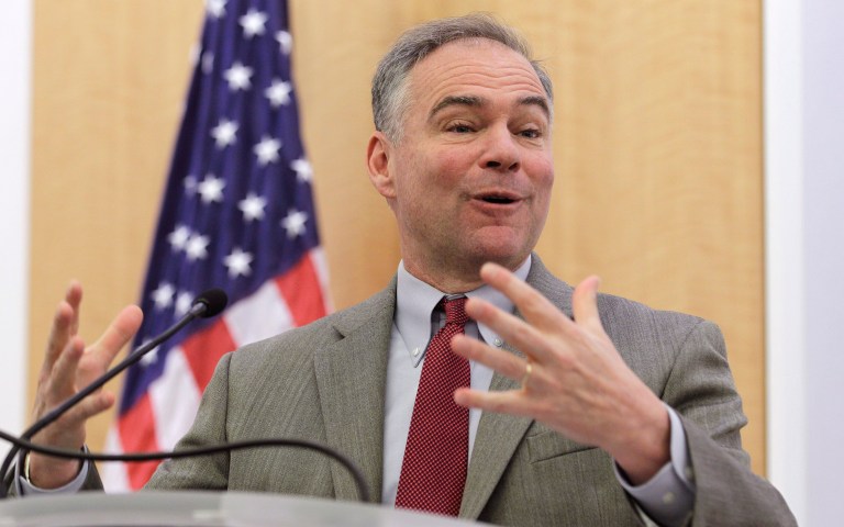 Tim Kaine's career is a symbol of how Virginia, the first Southern state to become reliably Republican at the presidential level and the only one to vote against Jimmy Carter, the home of Pat Robertson and Jerry Falwell (Jr. and Sr.), has become bluer in recent years. (AP Photo/Steve Helber)