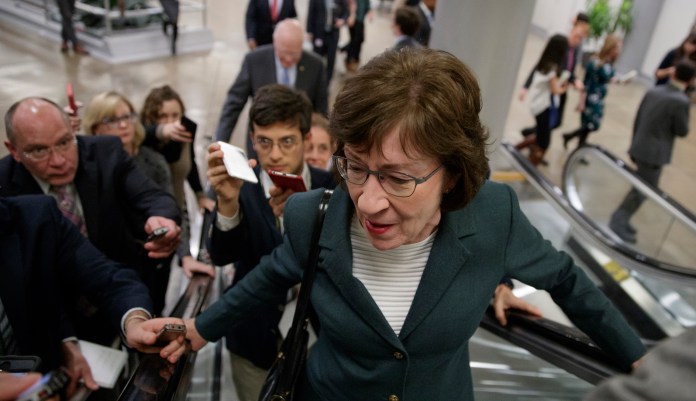 The House GOP released a short-term continuing resolution Wednesday that funds the government until Jan. 19. It does not include two bills that Sen. Susan Collins, R-Maine, has been pushing to stabilize Obamacare's exchanges in return for her vote for tax legislation that includes a repeal of Obamacare's individual mandate penalties. (AP Photo/J. Scott Applewhite)