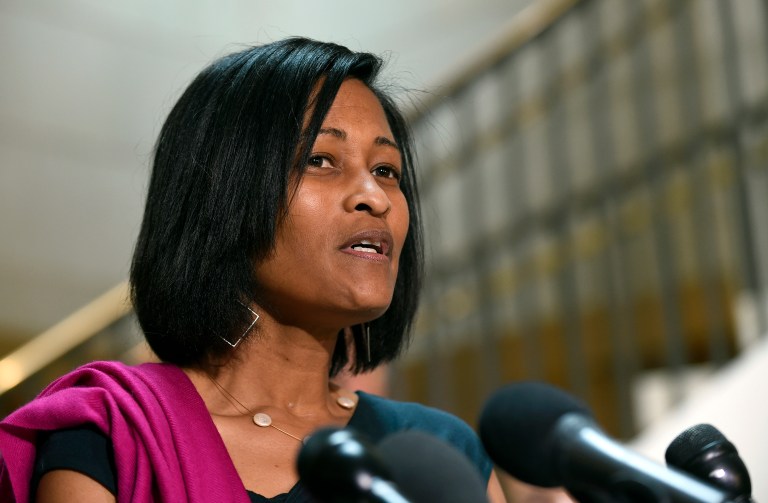Former Hillary Clinton aide Cheryl Mills is set to answer questions under oath Friday from Judicial Watch, a conservative nonprofit presently engaged in discovery for a high-profile Freedom of Information Act case. (AP Photo/Susan Walsh)
