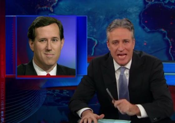 Jon Stewart vows to end Santorum Google jokes