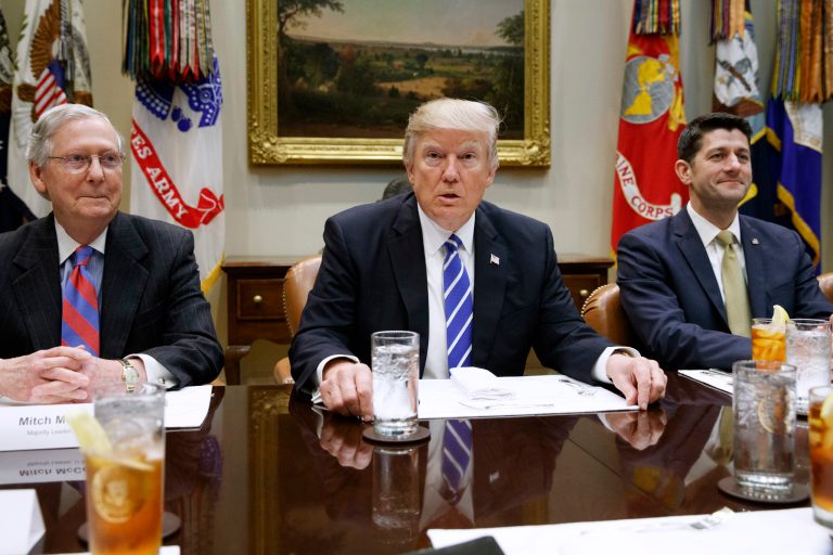 Trump has become a prisoner to the House Republican leadership — or more precisely, to the complicated procedural requirements of the House and Senate, and the judgment of the GOP leadership that must operate within those boundaries. (AP Photo/Evan Vucci)