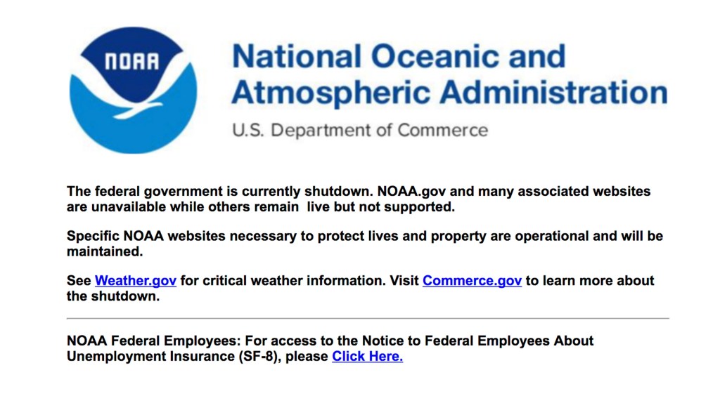 NOAA’s climate change website goes dark under shutdown