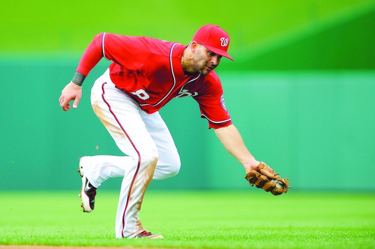 Patrick McDermott/Getty Images
Nationals infielder Danny Espinosa is listed as day-to-day with a bone bruise in his shoulder but could play as soon as the doubleheader against Los Angeles on Wednesday.