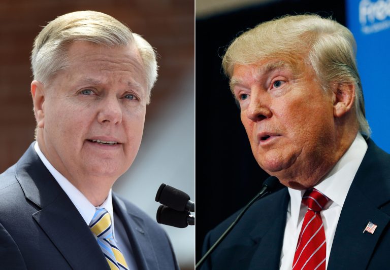 Sen. Lindsey Graham agreed to counsel Donald Trump on foreign policy during a phone call Wednesday. (AP Photo/Rainier Ehrhardt, John Locher, File)