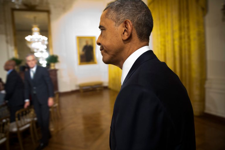 PresidentÂ Obama arrives to a news conference in the East Room of the White House, on Wednesday, Nov. 5, 2014, in Washington. (AP Photo/Evan Vucci)