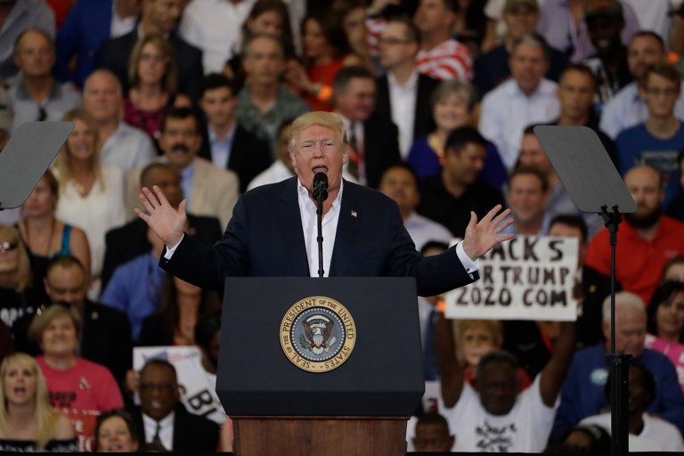 White House officials say their presence at CPAC shows President Trump's ongoing desire to maintain a dialogue. The president held a rally Saturday in Florida. (AP Photo/Chris O'Meara)