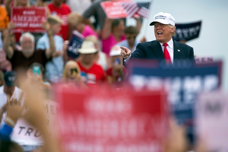 Donald Trump's campaign announced late Wednesday that it is pulling its resources out of Virginia and reallocating them to other battleground states. (AP Photo/ Evan Vucci)