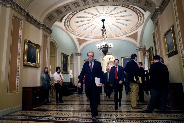 Schumer stopped short of saying Democrats would oppose his nomination, but said they would heavily scrutinize. (AP Photo/Alex Brandon)