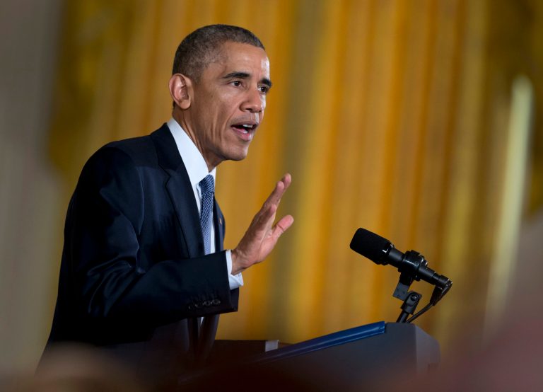 President Barack Obama gestures as he speaks during the 'ConnectED to the Future' event in the East Room of the White House in Washington, Wednesday, Nov. 19, 2014. (AP Photo/Carolyn Kaster)