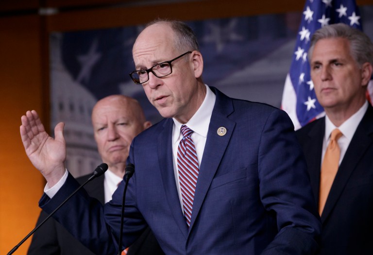 Rep. Greg Walden (center) says states can adjust insurance costs under the Republican healthcare plan. (AP Photo/J. Scott Applewhite)