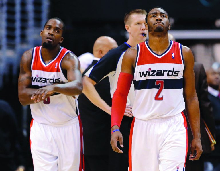 Alex Brandon/AP
Washington guard John Wall missed 11 of 12 attempted shots and turned the ball over 7 times in the Wizards' 96-88 loss to the Raptors on Tuesday at Verizon Center.