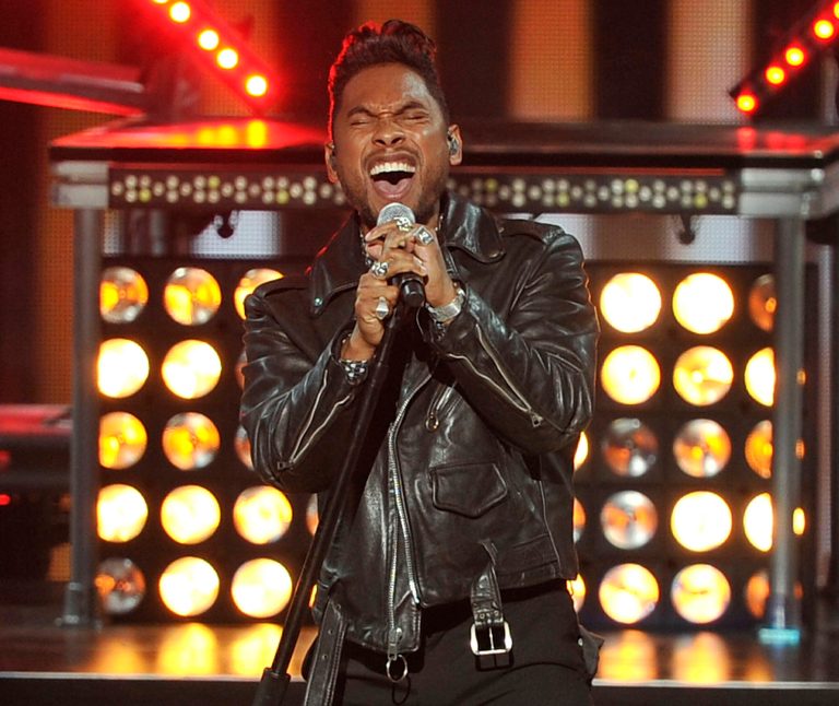   FILE - This Thursday, Nov. 8, 2012 file photo shows singer Miguel performing at the Soul Train Awards at Planet Hollywood Resort and Casino in Las Vegas. Miguel is up for five Grammy Awards, including song of the year for his crossover hit, âAdorn.â (Photo by Jeff Bottari/Invision/AP, file)  