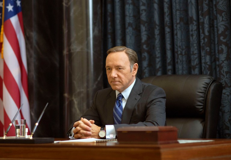 This Image released by Netflix shows Kevin Spacey as Francis Underwood in a scene from 