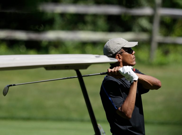 President Obama invited three Democratic congressmen to join him on the golf course at Andrews Air Force Base. (AP file)