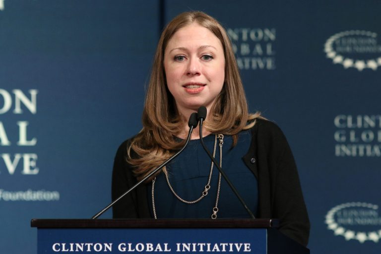 Chelsea Clinton speaks during a plenary session at the Clinton Global Initiative Winter Meeting on Tuesday, Feb. 10, 2015 in New York. (Photo by Greg Allen/Invision/AP)