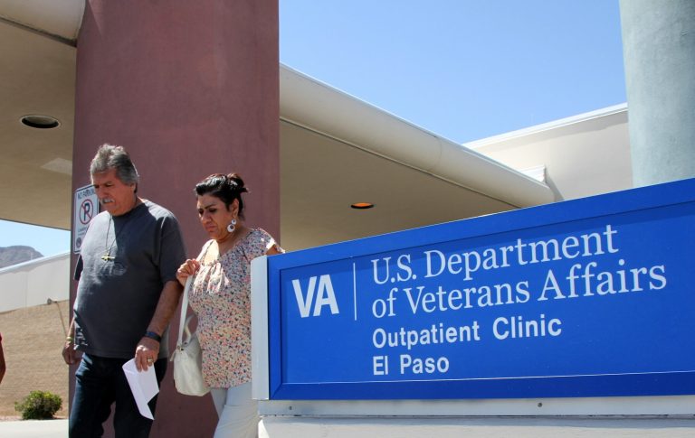 A couple exits the Vetarans Affairs facility in El Paso, Texas. Donald Trump has pledged to fix the broken VA, and getting there will depend on who he picks to lead the troubled agency. (AP Photo/Juan Carlos Llorca, File)