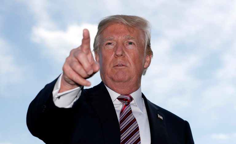 In this Sept. 29, 2017, photo, President Donald Trump speaks as he walks to Marine One as he departs the White House in Washington. Trump is aiming to make an end-run around some of President Barack Obama's regulations, which he says circumvented Congress in the first place and cost American businesses and the economy billions of dollars. (AP Photo/Alex Brandon)
