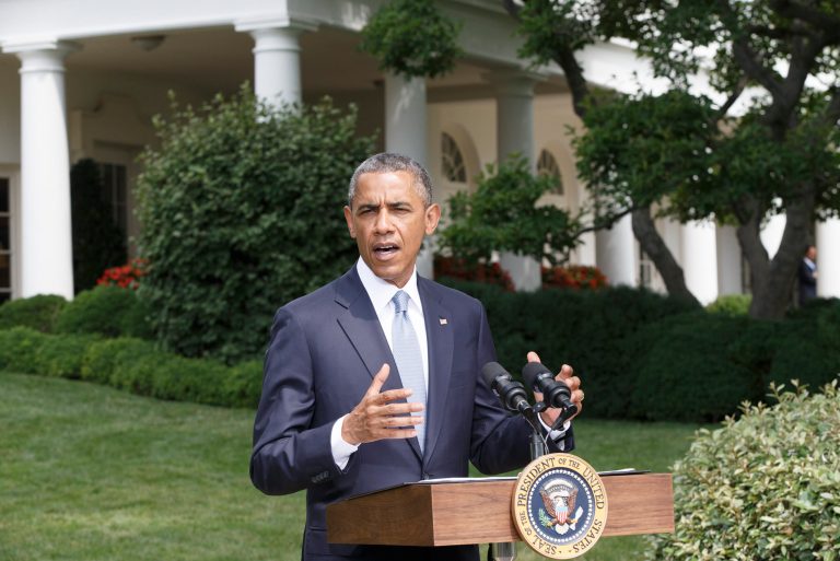 President Barack Obama makes a statement on the situation in Ukraine and Gaza, at the White House in Washington, Monday, July 21, 2014.  (AP Photo/J. Scott Applewhite)