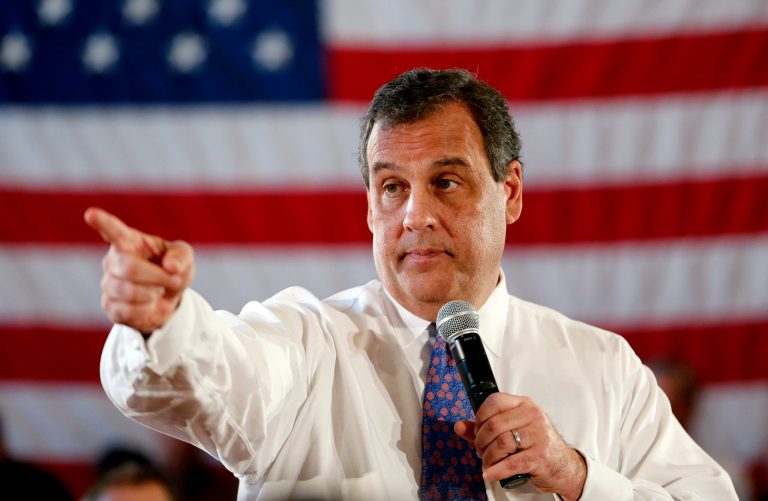 In this March 24, 2015, file photo, New Jersey Gov. Chris Christie calls on an audience member to ask a question during a town hall meeting at the Hanover Township Community Center in Whippany, N.J. (AP Photo/Julio Cortez, File)