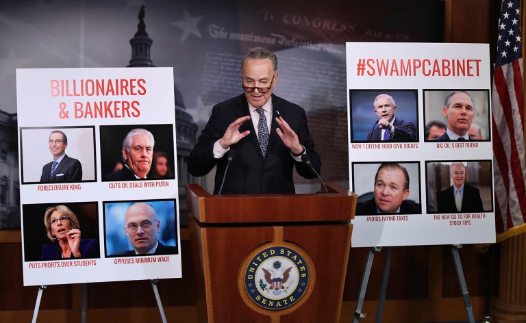 Senate Minority Leader Chuck Schumer said the Senate will vote on two of Trump's Cabinet nominees on Friday. (AP Photo/Manuel Balce Ceneta)