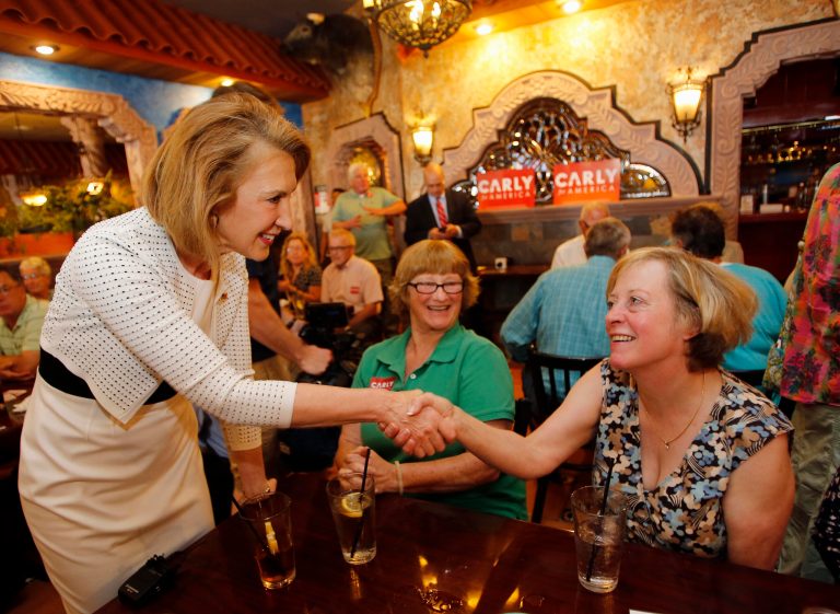 Carly Fiorina's team wants the media to remember which woman in the 2016 presidential race is being more accessible. (AP Photo)Â 